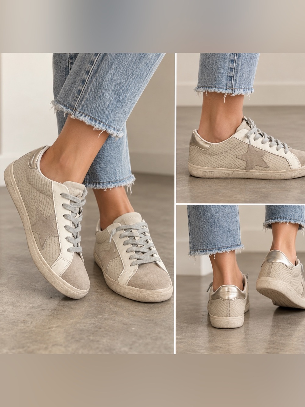 Vintage Havana Neutral Taupe & Metallic Accent Sneakers